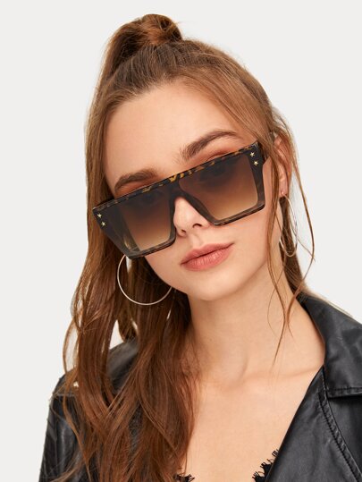 Tortoiseshell Frame Flat Top Sunglasses
