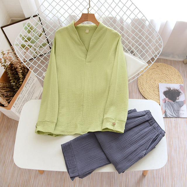 Matcha Green cotton crepe Pajama Set