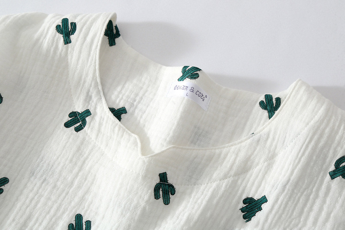 Cactus White AOP Long Sleeve Trouser