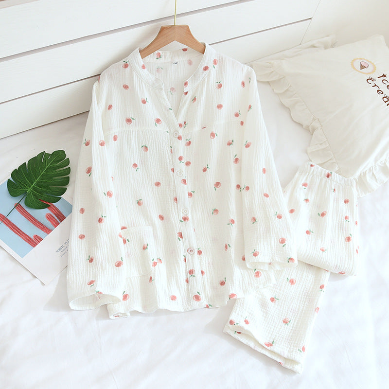 White Pure Cotton Thin Crepe Pajama Set