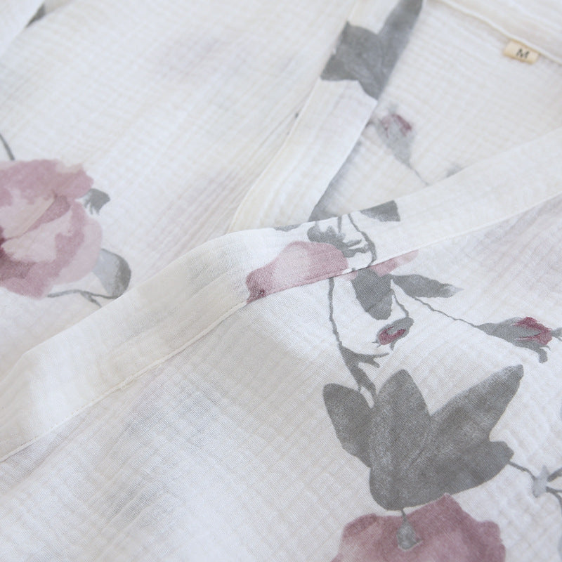 Purple Mist Rose Print cotton Kimono Set