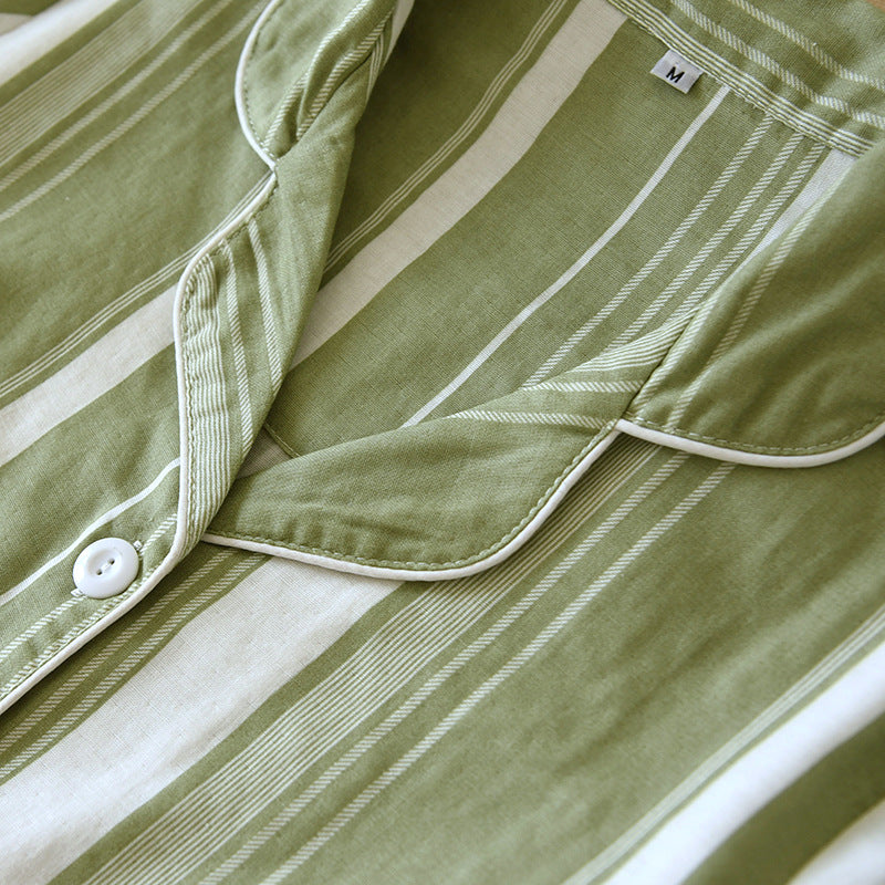 Green Vertical Stripe 100% Cotton Pajama Set