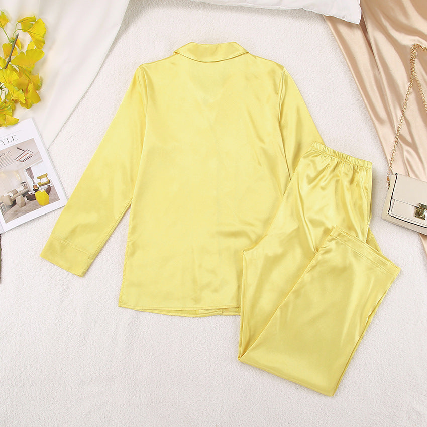 Yellow Silk Satin Pajama Set