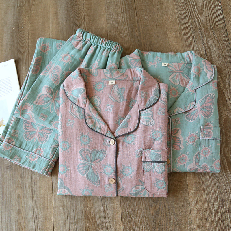 Pink AOP Butterfly Cotton Pajama Set