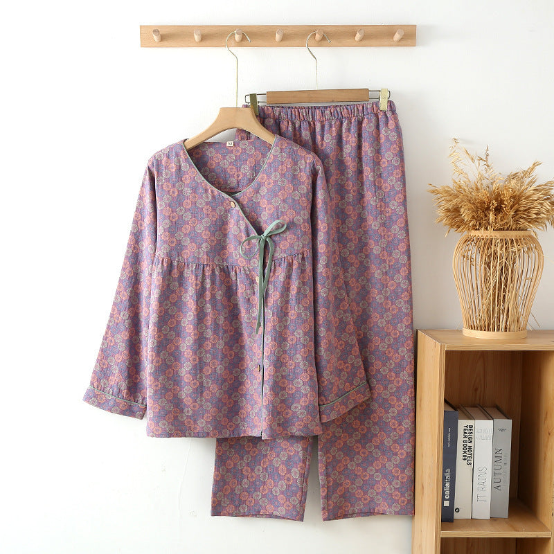 Slant Floral Cotton Pajama Set