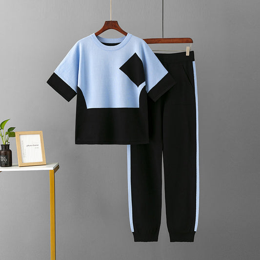 Blue Viscose Short Sleeved Pajama Set