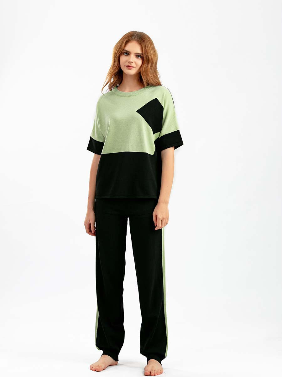 Green Viscose Short Sleeved Pajama Set