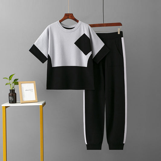 Grey Viscose Short Sleeved Pajama Set