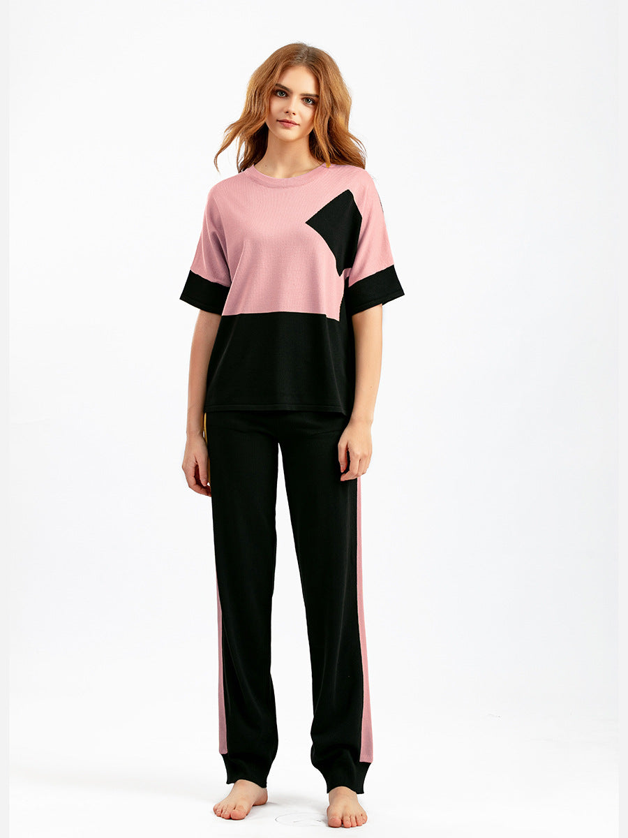 Pink Viscose Short Sleeved Pajama Set