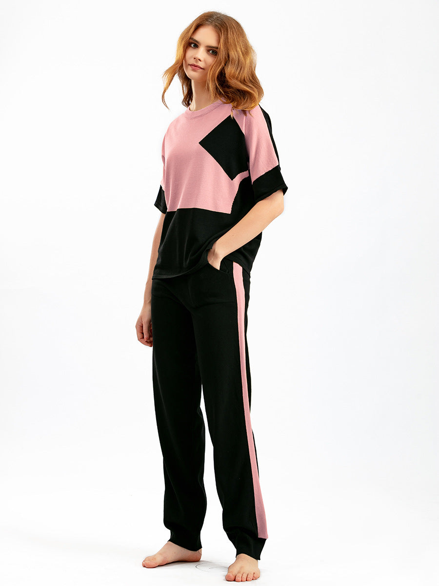 Pink Viscose Short Sleeved Pajama Set