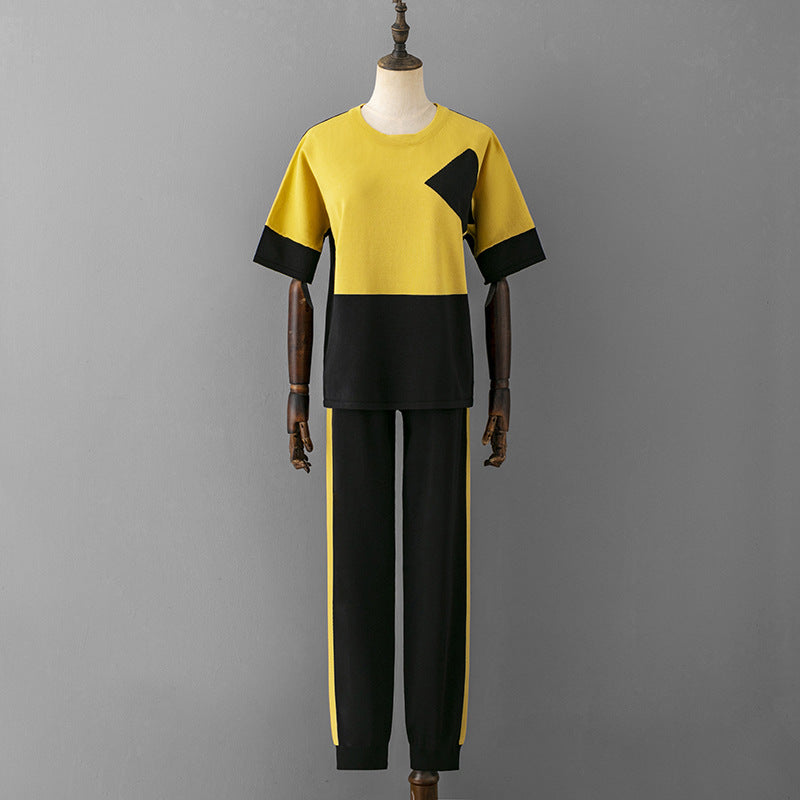 Yellow Viscose Short Sleeved Pajama Set