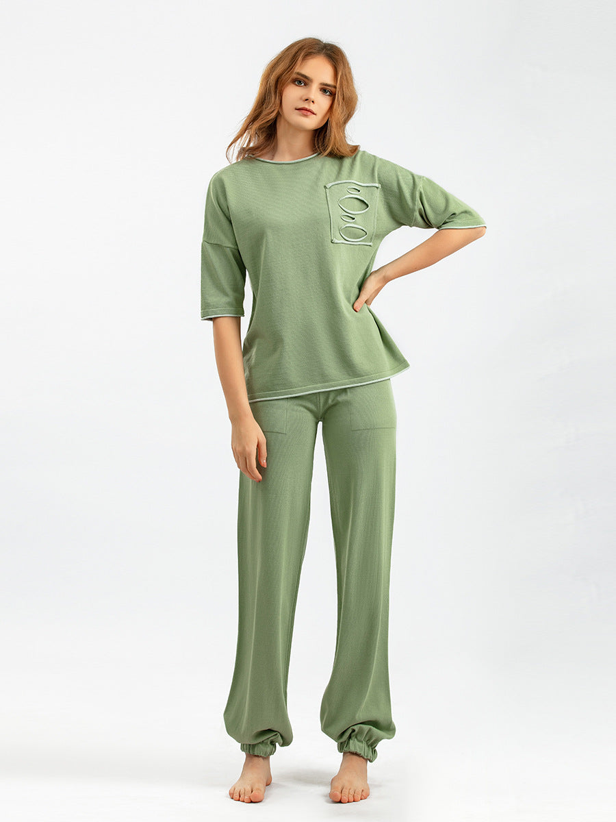 Green Cut & Sewn Viscose Pajama Set