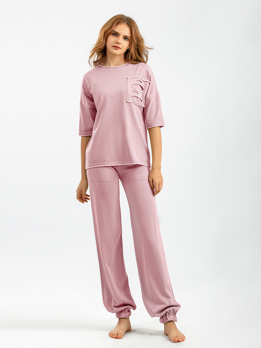 Pink Cut & Sewn Viscose Pajama Set