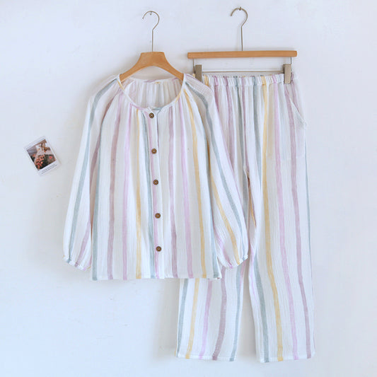 Multi Colored Stripes pire cotton Pajama Set