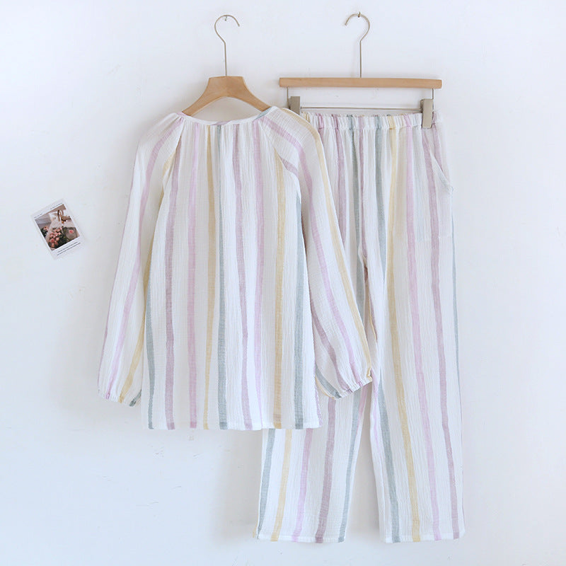 Multi Colored Stripes pire cotton Pajama Set