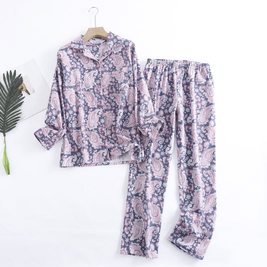 Purple Pure Cotton Printed Pajama Set