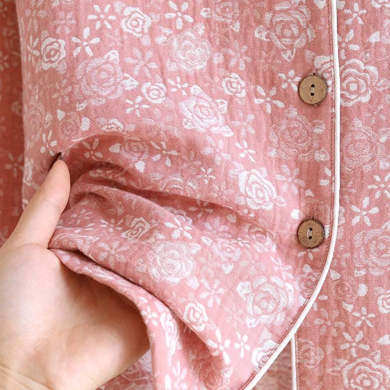 Pink Floral AOP Yarn Dyed Cotton Pajama Set