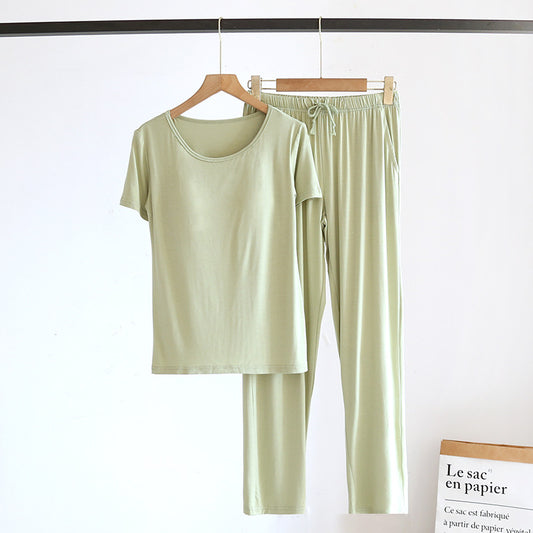 Green Modal Cotton Short Sleeve Pajama Set
