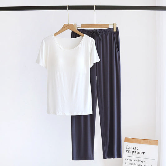 White Modal Cotton Short Sleeve Pajama Set
