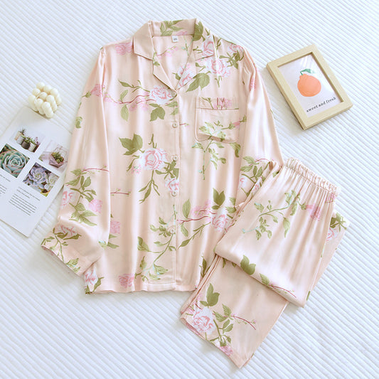 Pink cotton Silk Floral Print Pajama Set