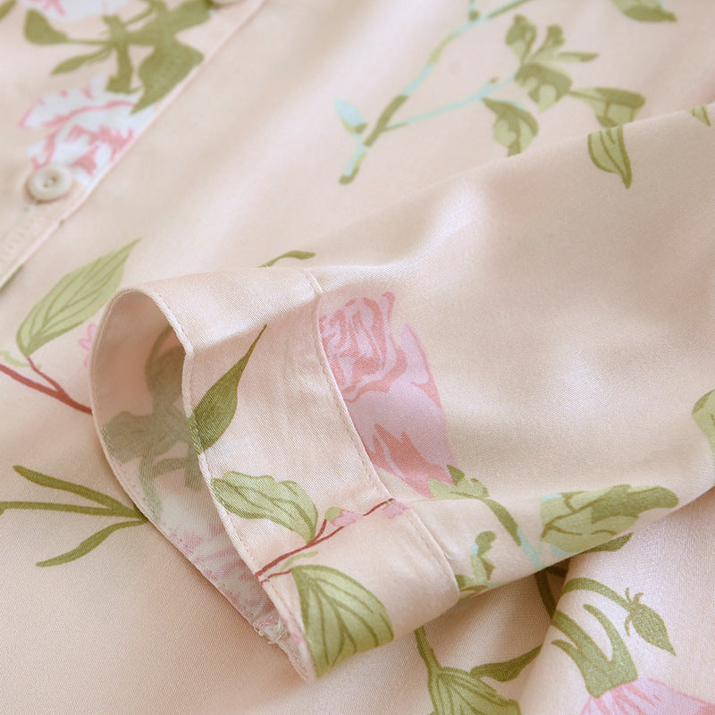 Pink cotton Silk Floral Print Pajama Set
