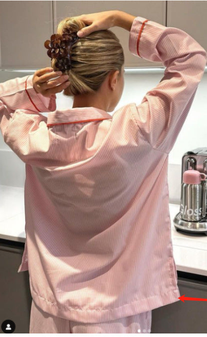 Pink Heart Vertical Stripe Pajama Set