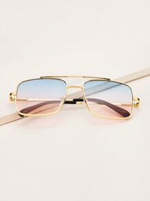 Full Rim Top Bar Ombre Lens Square Sunglasses