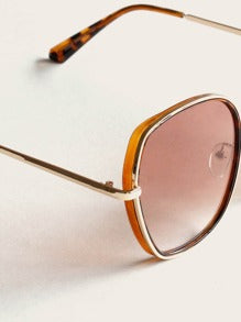 Metal Frame Flat Lens Sunglasses