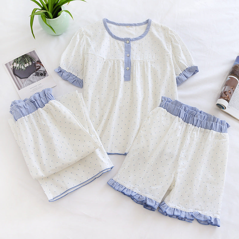 Cotton Dotted soft 3PC Pajama Set