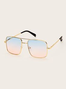 Full Rim Top Bar Ombre Lens Square Sunglasses