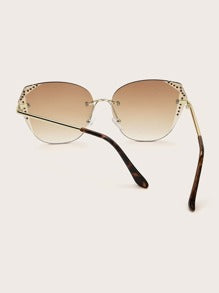 Rhinestone Decor Metal Frame Sunglasses