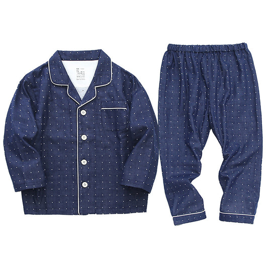 Navy Cotton Kids Polka Dots Pajama Set