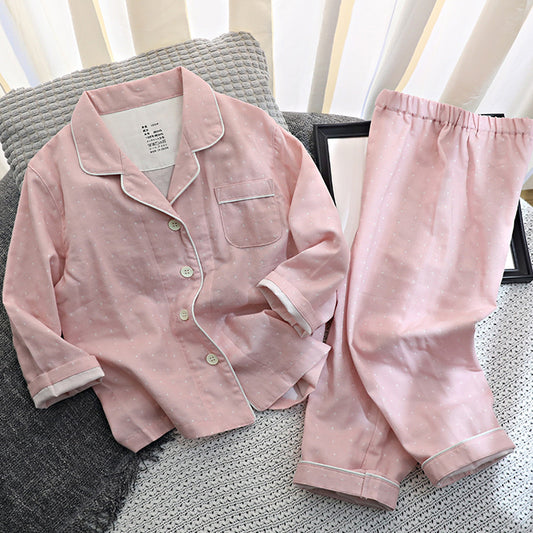 Pink Cotton Kids Polka Dots Pajama Set