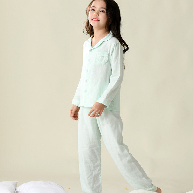 Green Kids Cotton Gauze Pajama Set