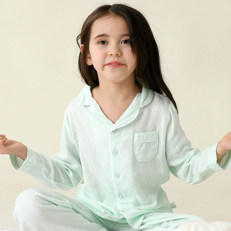Green Kids Cotton Gauze Pajama Set