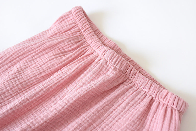 Plain Pink Crepe Kimono Pajama Set