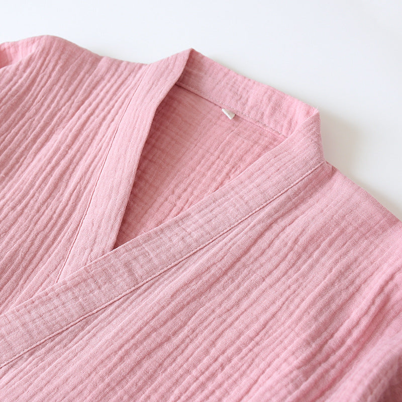 Plain Pink Crepe Kimono Pajama Set