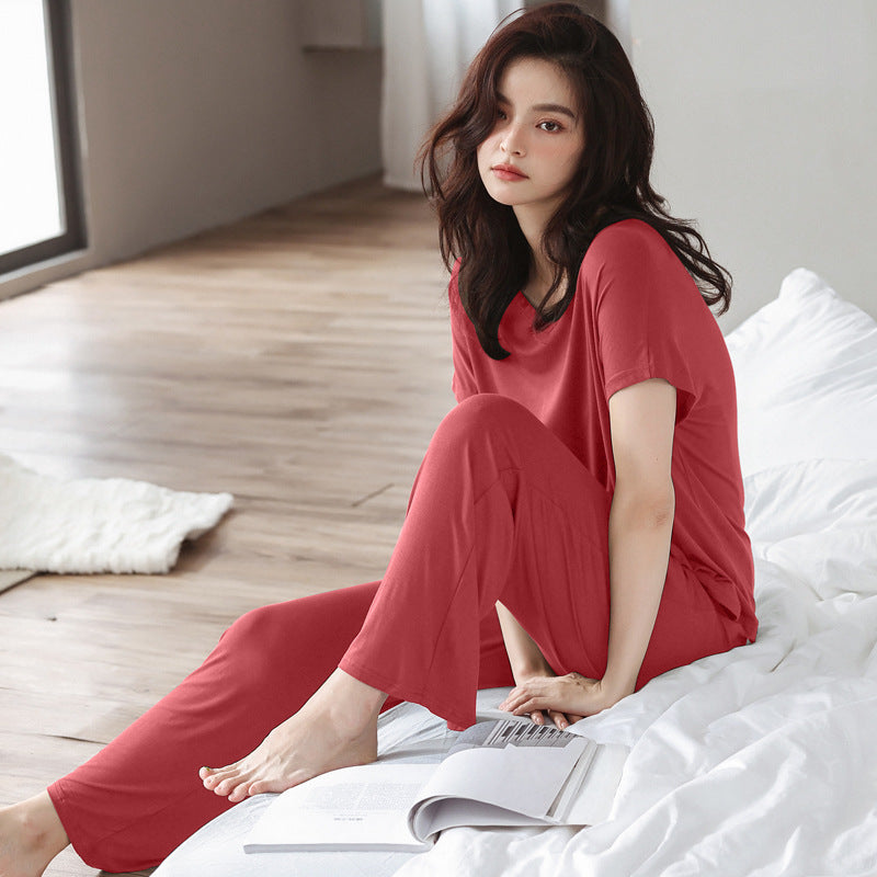 Red 100% Cotton Modal Loose Fit Pajama Set