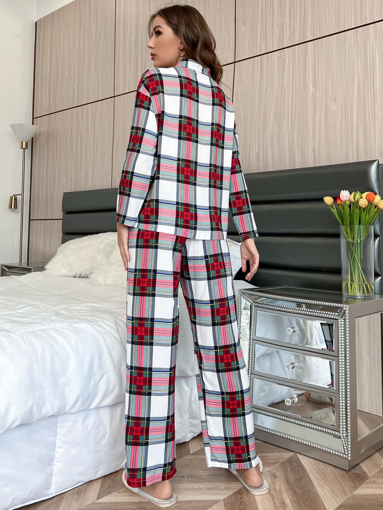 White Checkered Pajama Set