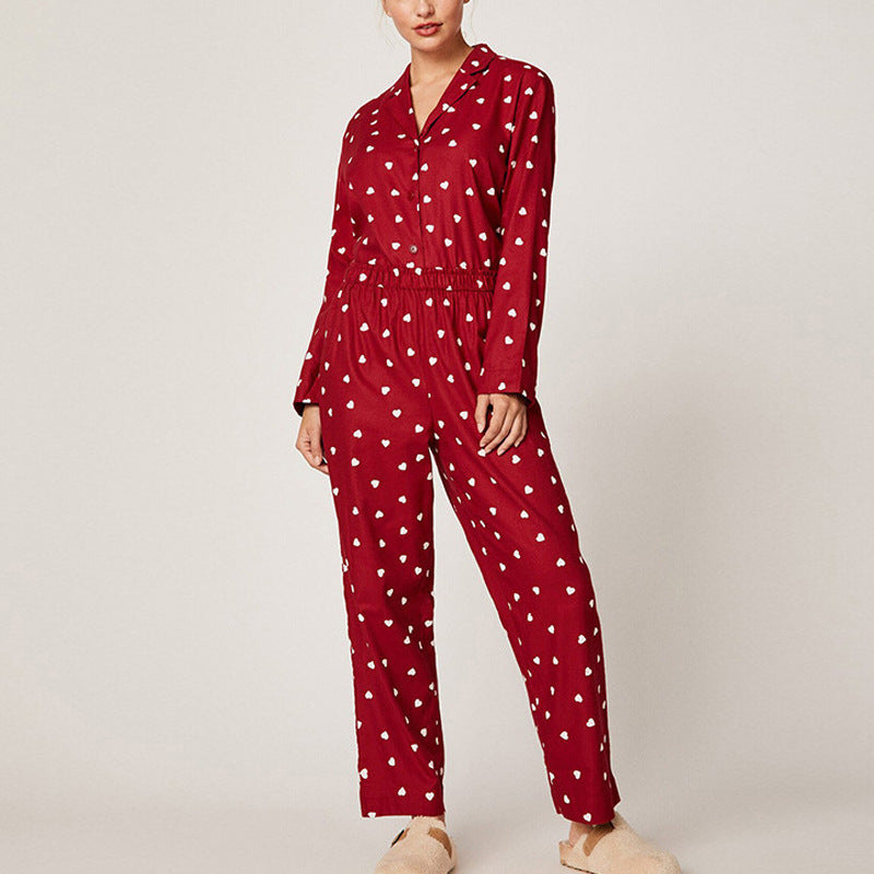 Heart AOP Cotton Pajama Set