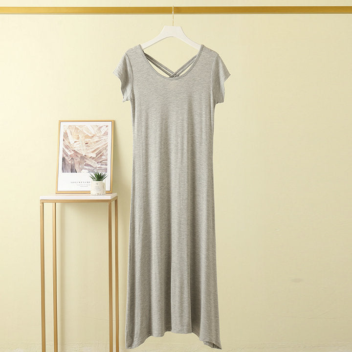 Light Grey Short Sleeve Long Dress