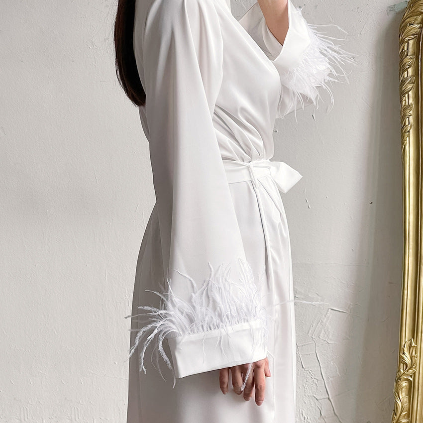 Long Feather Silk robe