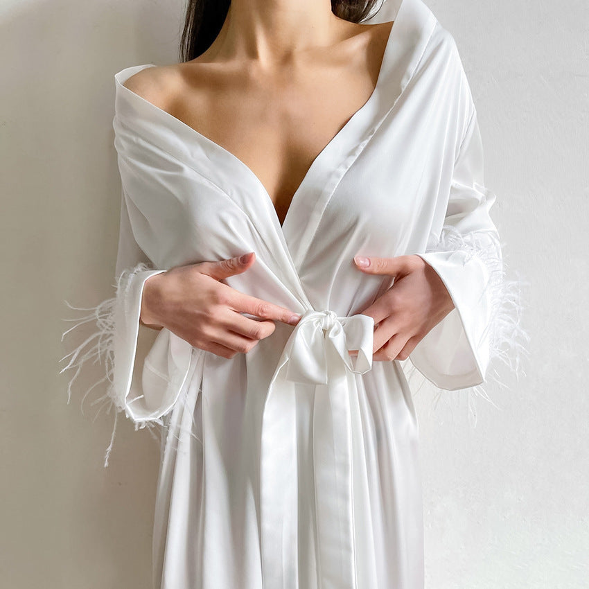 Long Feather Silk robe