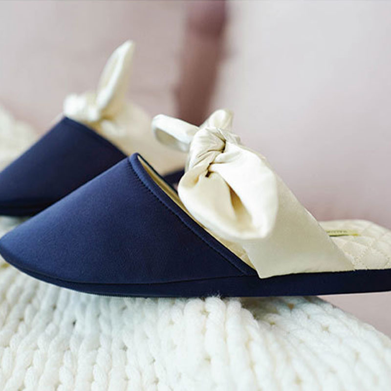 Blue Indoor Bow Design Home Slippers