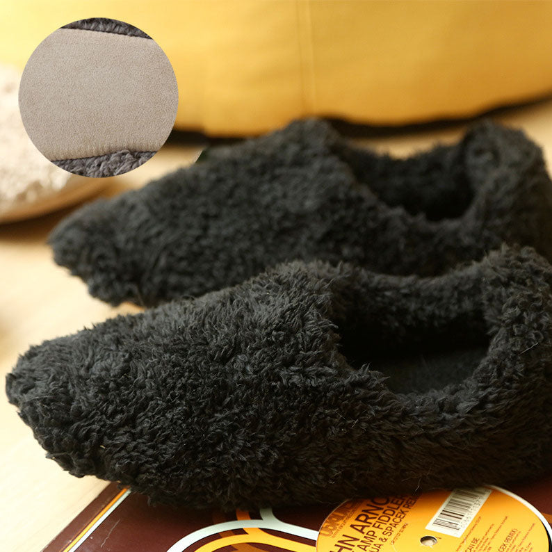 Black Color Plush Slippers